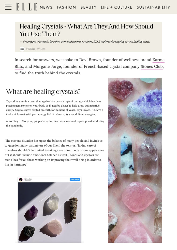 ELLE UK - Healing crystals : what are they and how to use them ? (interview)