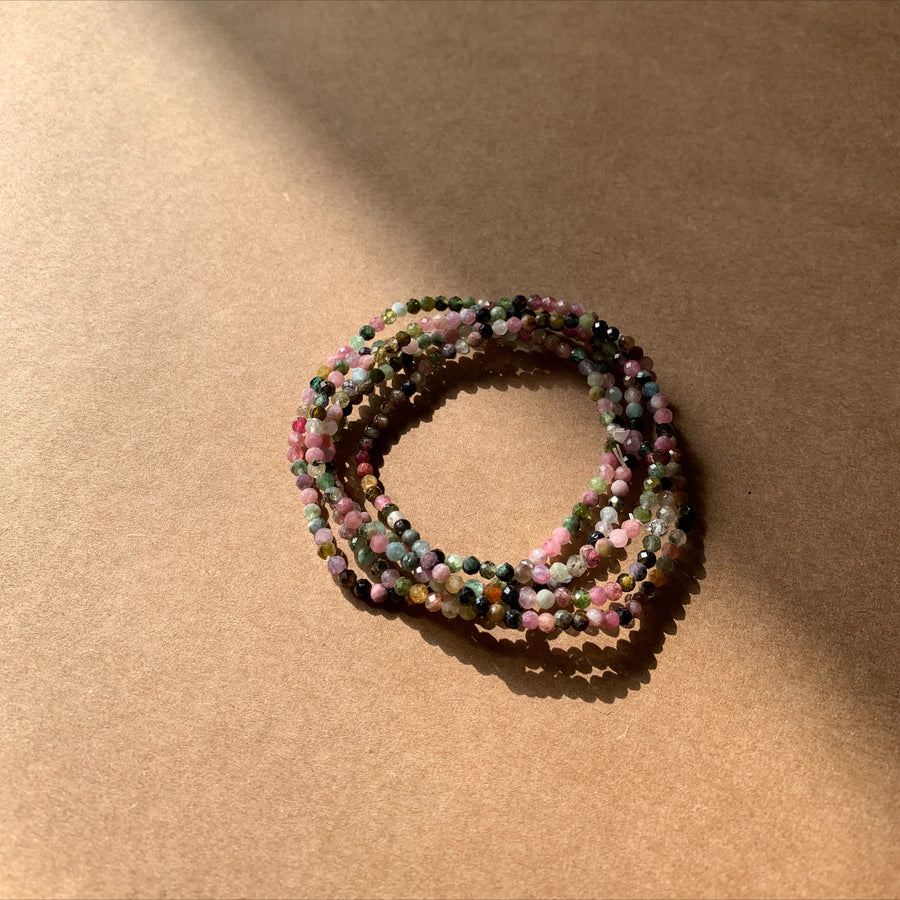 Bracelet facettes Tourmaline multicolore - protection, ancrage, énergie positive