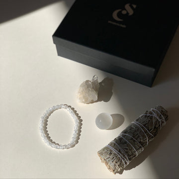 Coffret cristal de roche & sélénite - énergie positive, équilibre, apaisement